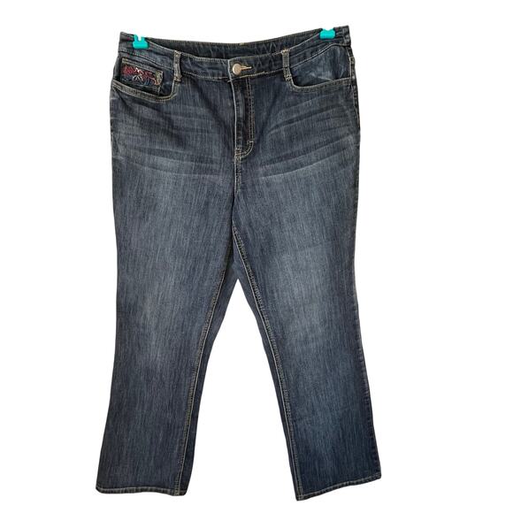Christopher & Banks Dark Wash Bootcut Jean with Embroidered Pockets Size 14 - Picture 16 of 16